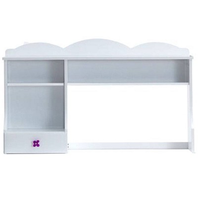 Meyer White Wood Desk Hutch with Storage Drawer