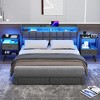 Gulches 2-Pack Modern Nightstand with Charging Station & LED Light - Stylish Bedside Tables - 2 of 4