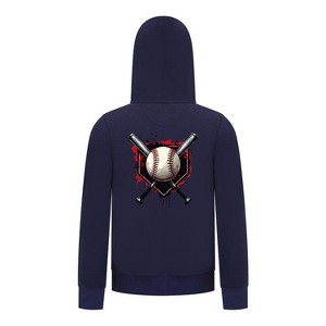 Everyday Kids Baseball Boys Zip Up Hoodie – Bold Home Plate, Crossed Bat & Baseball Sweatshirt - 1 of 4