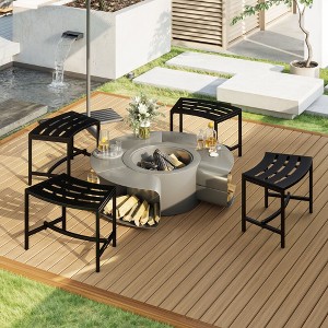 Famapy Black Metal Outdoor Stool - 4 PCS:Weather - Resistant,Curved Seat, Sturdy Frame – Perfect for Patio & Grill Parties - 1 of 4