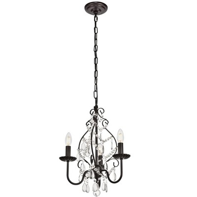 Elegant Oil Rubbed Bronze Pendant with Clear Crystal Accents