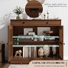 35.4"Sideboard Buffet Cabinets with Glass Door,Buffet Cabinet with Storage,Modern Walnut Sideboard Cabinet with Drawer for Dining Room, Kitchen - 3 of 4