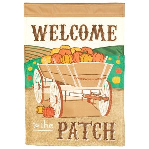 Magnolia Garden Welcome to the Patch Pumpkin Wagon 13 x 18 Inch Polyester Garden Flag - 1 of 2