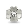 Black Bow Jewelry Sterling Silver and CZ Lucky Clover Bead Charm - 3 of 4