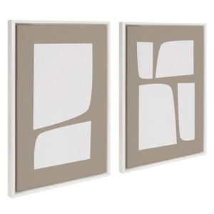 Kate and Laurel Sylvie Neutral Abstract Aztec Shapes Framed Canvas Art Set by The Creative Bunch Studio - 1 of 4