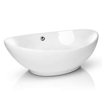 Miligore 23" x 15" Oval White Ceramic Above Counter Bathroom Vessel Sink