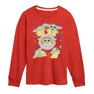 Boys' - The Mandalorian - Grogu Stickers Long Sleeve Graphic T-Shirt - 1 of 4