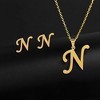 Initial Letter Pendant Necklace Earrings Set for Women Gold Plated Stainless Steel by Ginger Lyne - 2 of 4