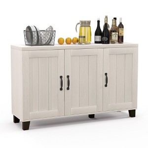 Costway 3-Door Buffet Sideboard Storage Credenza Cabinet Console Adjustable Shelf Brown/White Wash - 1 of 4
