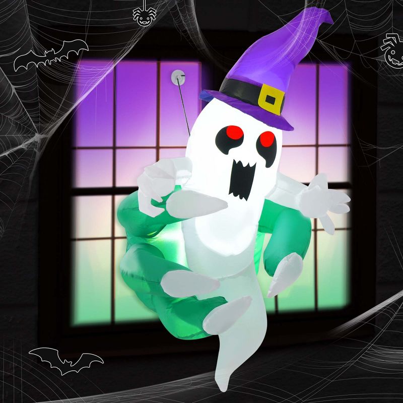Costway 3.6' Halloween Inflatable Ghost Indoor Outdoor Blow Up Flying Halloween Decor, 4 of 11