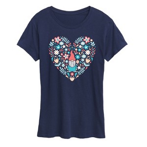Women's - Instant Message - Scandinavian Heart Gnome Short Sleeve Graphic T-Shirt - 1 of 4