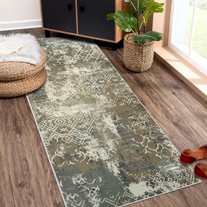 Runner Rug Modern Abstract Circle Design Non Slip Washable Soft Accent Carpet for Kitchen Bedroom - 1 of 4