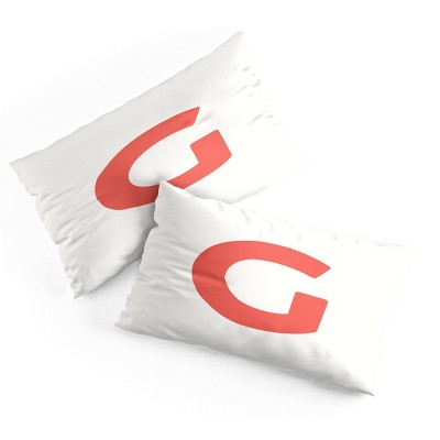 Deny Designs King April Lane Art Block Red Monogram G Microfiber Printed Pillow Sham