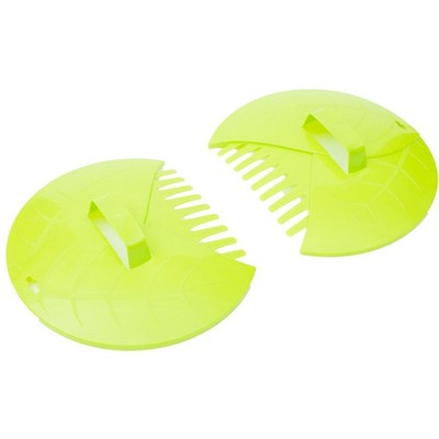 Red Plastic Leaf Scoops for Lawn and Garden Cleanup