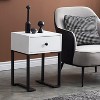 VECELO Vintage Nightstand with Storage Drawer, End/Side Table for Bedroom or Living Room, Metal Frame, White - 3 of 4