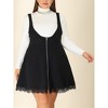 Agnes Orinda Women's Plus Size Fashion A-Line Zipper Solid Lace Trim Mini Suspender Skirt - 2 of 4