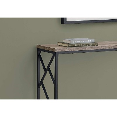 Taupe and Black Metal Rectangular Entryway Console Table