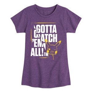 Girls' - Pokémon - Gotta Catch Em All Fitted Short Sleeve Graphic T-Shirt - 1 of 4