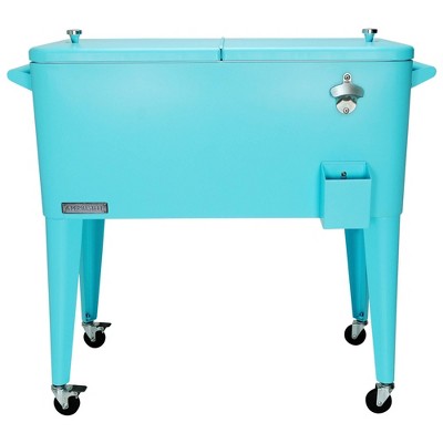 80qt Portable Rolling Patio Cooler - Turquoise - Permasteel