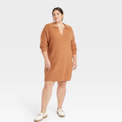 Women's Long Sleeve Polo Sweater Dress - A New Day™