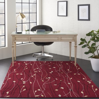 Handmade Red Floral Rectangular Synthetic 5' x 7' Area Rug
