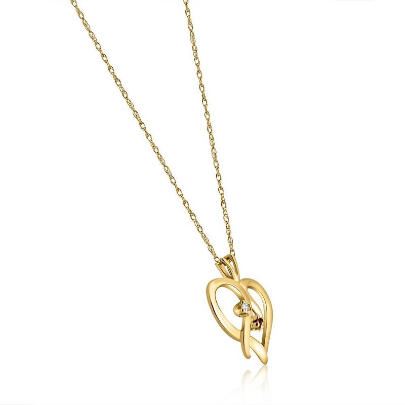 Pompeii3 Ruby & Diamond Necklace Heart Shape Pendant in 14k White, Yellow, or Rose Gold, 2 of 4