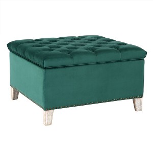 WestinTrends Square Velvet Tufted Storage Ottoman for Living Room Bedroom - 1 of 4