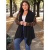 Agnes Orinda Women's Plus Size Christmas Asymmetric Colorblock Open Front Knit Cardigans - 2 of 4