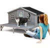 Sandinrayli Outdoor Feral Cat House, Large Wooden Outside Cat Shelter with Balcony, Gray - 2 of 4