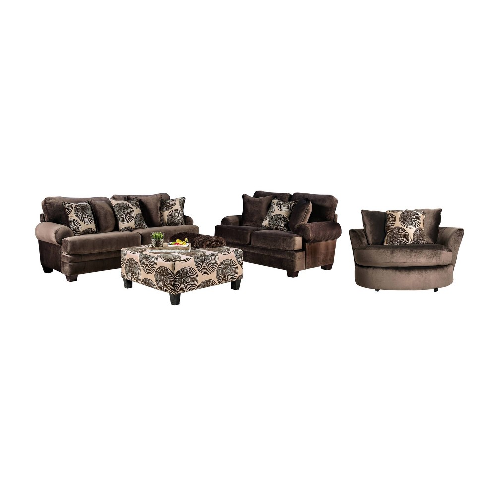 Photos - Storage Combination 4pc Mauricio Microfiber Loveseat, Sofa Set with Accent Chair and Ottoman B