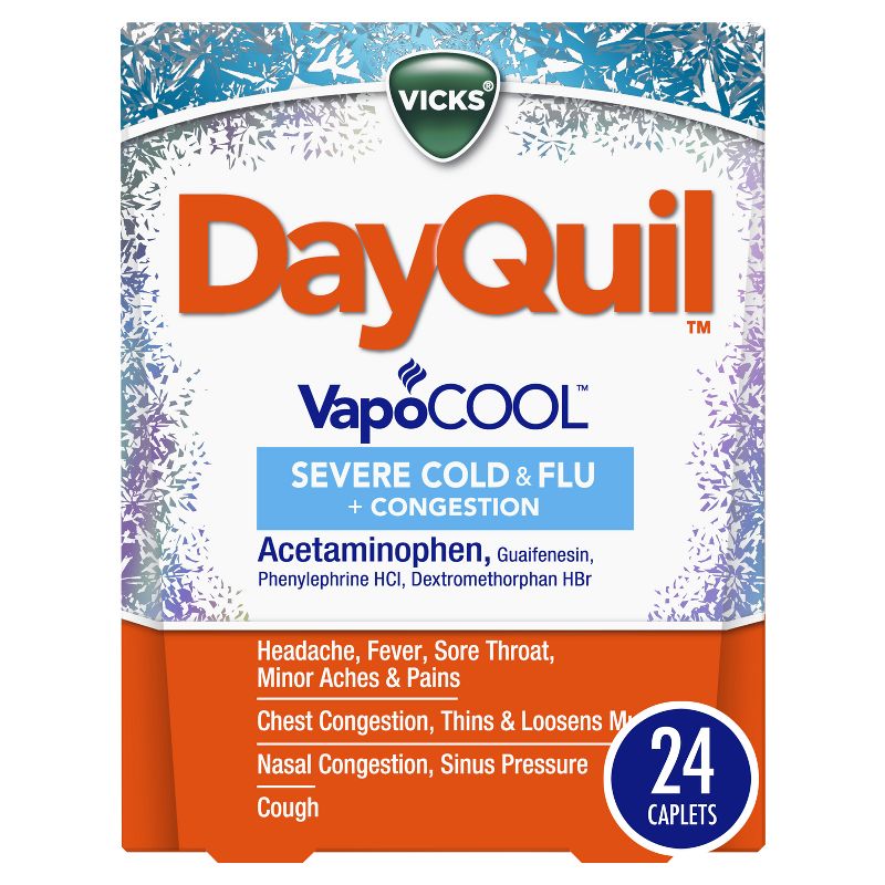 Vicks DayQuil Severe VapoCOOL Cold &#38; Flu Medicine Caplets - 24ct, 1 of 12