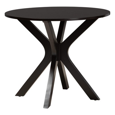 Mila Retro Grey Fabric and Dark Brown Wood 5-Piece Dining Set