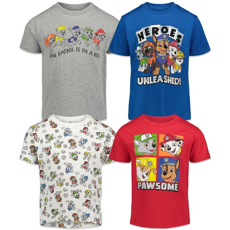 PAW Patrol Chase Marshall Rocky 4 Pack T-Shirts Toddler, 1 of 10