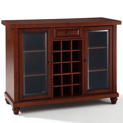 Wood Sliding Top Home Bar Cabinet in Vintage Mahogany Brown-Pemberly Row