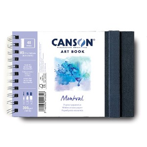 Canson Artist Series Montval Watercolor Art Book, Fabric Cover, Side Wire Binding, 48 Sheet, 8.3x5.8 inch, 1 Count - 1 of 4