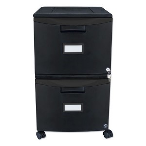 Storex Two-Drawer Mobile Filing Cabinet, 2 Legal/Letter-Size File Drawers, Black, 14.75" x 18.25" x 26" - 1 of 4