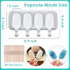 JDICTION Popsicle Molds Set of 2, Ice Pop Molds Silicone 4 Cavities Ice Cream Oval Cake Pop Mold with 50 Wooden Sticks for DIY Popsicle, Clear - 2 of 4