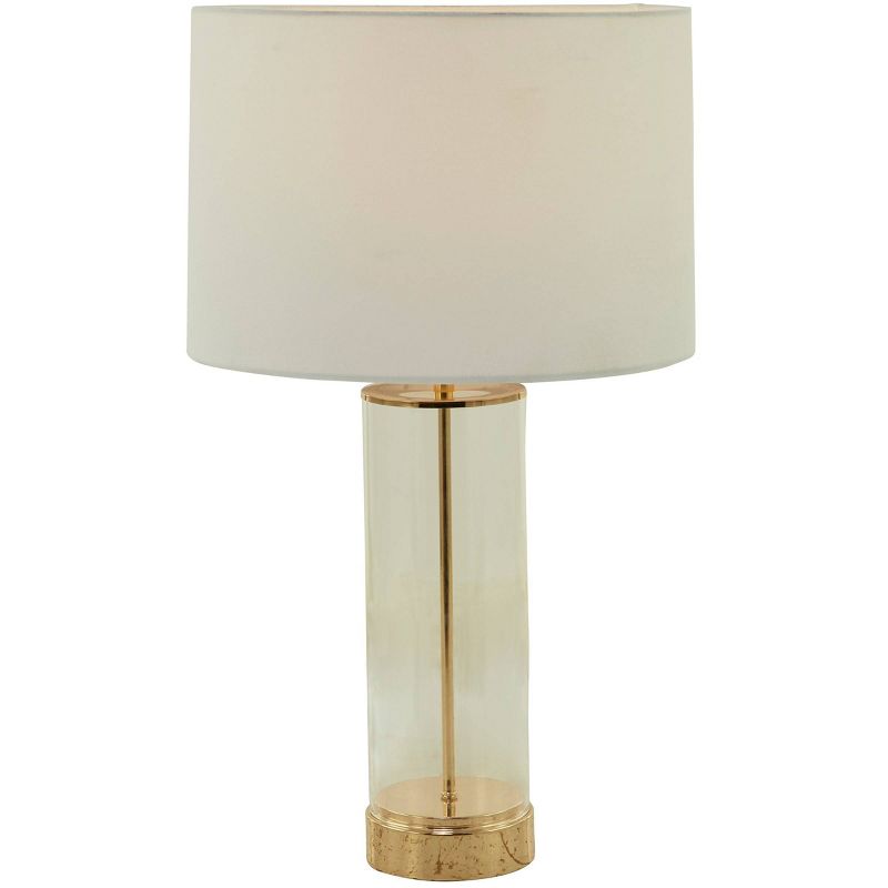 Glass Transparent Base Table Lamp with Drum Shade Gold - CosmoLiving by Cosmopolitan, 1 of 7