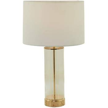 Glass Transparent Base Table Lamp with Drum Shade Gold - CosmoLiving by Cosmopolitan