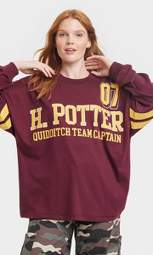Women's Harry Potter Collegiate Long Sleeve Jersey Graphic T-Shirt - Red