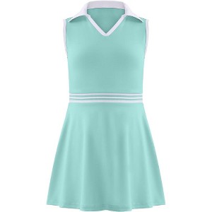 Youth Girls Golf Polo Tennis Dress with Shorts Outfits Kids Tennis Active Sports Dress Set Activewear - 1 of 4