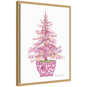 Kate & Laurel All Things Decor Sylvie Framed Canvas Pink Christmas Tree by Patricia Shaw - 1 of 4