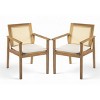 2pc Outdoor Dining Chairs, Acacia Wood and Wicker Frame with Cushions, Weather-Resistant Patio Seating with Tie-Downs - Coolbibila - 2 of 4