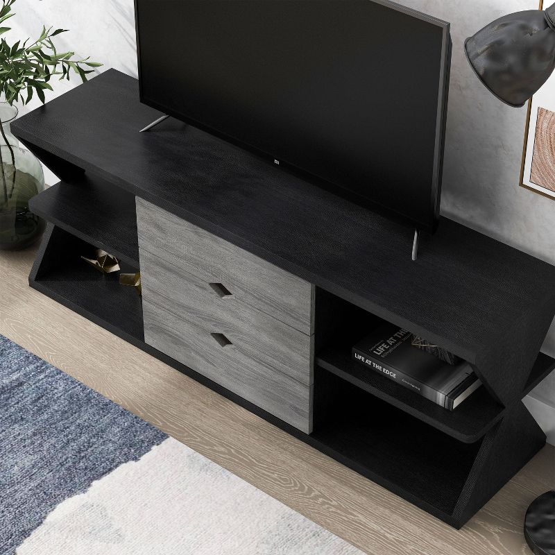 Damet 3 Drawer TV Stand for TVs up to 65&#34; Black/Distressed Gray - miBasics, 4 of 9