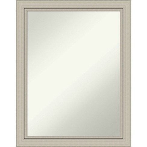 22" x 28" Non-Beveled Romano Silver Narrow Wood Wall Mirror - Amanti Art: Modern Rectangular Design, Includes Mount Hardware - image 1 of 4