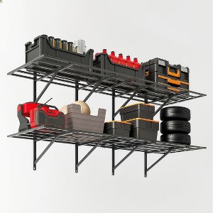 2 Pack 2x6Ft Heavy Duty Wall Mount Shelves - 1600Lbs Capacity Folding Storage Racks, Black Metal Garage Shelving for Warehouse Laundry - 1 of 4