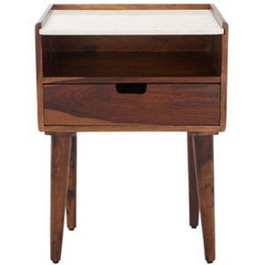 Marion 1 Drawer Nightstand - Walnut/White - Safavieh. - 1 of 3