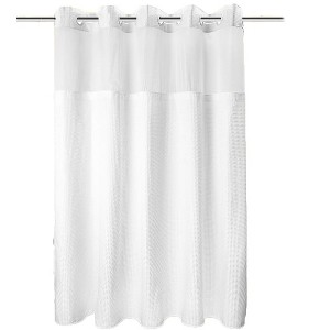 Aoibox Heavyweight Dotted Waffle Weave Shower Curtain with Snap-in Liner, No Hooks Required, Hotel Grade, Spa-Like Bath Curtain in White - 1 of 4