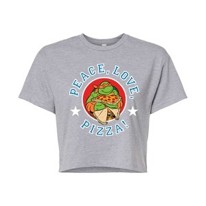 Women's - Teenage Mutant Ninja Turtles - Peace Love Pizza Cropped Graphic T-Shirt - 1 of 4