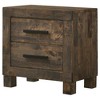 Gulches Rustic 2 Drawer Nightstand Matte Finish with Wire Brushed Detail, Wooden Handles, Thick Block Feet - 3 of 4